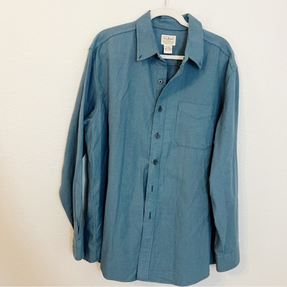 L.L. Bean Flannel Blue Green Men's Casual Outdoor Traditional Fit XL